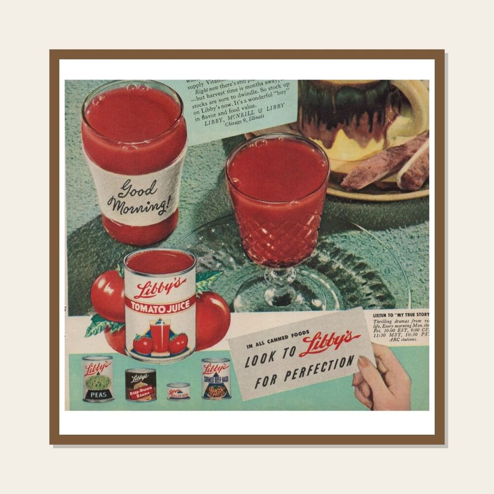 Libbys Twice-Rich Tomato Juice Vintage Print Ad 1947 Chicago Illinois u Original